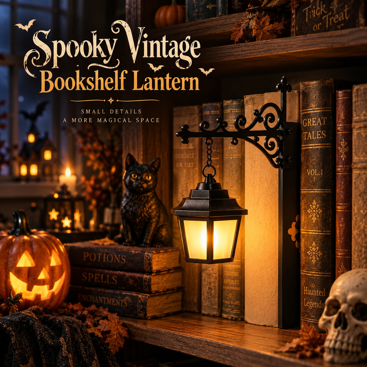 🎃 LAST DAY! Halloween Sale — BUY 2 GET 1 FREE | Vintage Bookshelf Lantern 👻