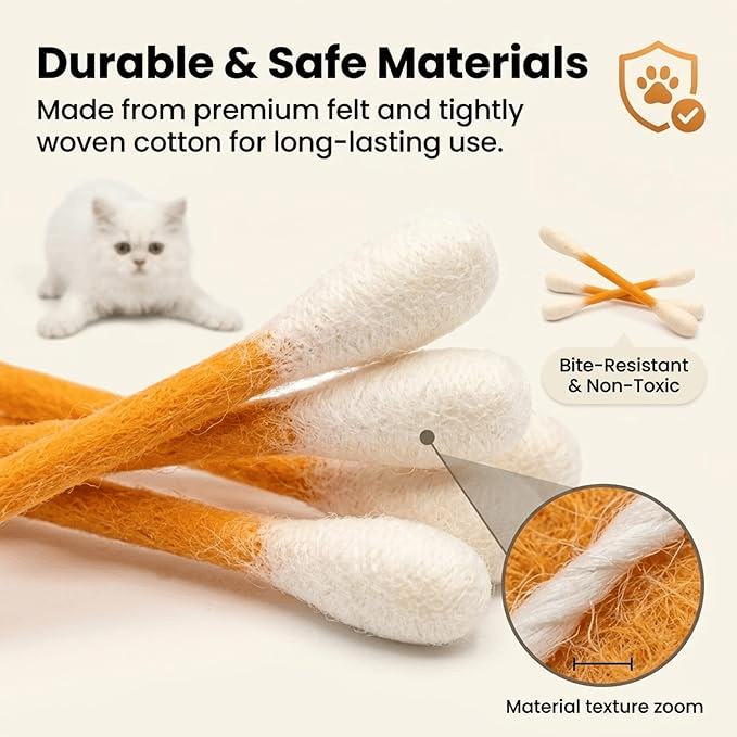 LAST DAY BUY 1 = 6 Pcs🎁 Cotton Swabs Cat Toys with Catnip🐱✨