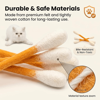 LAST DAY BUY 1 = 6 Pcs🎁 Cotton Swabs Cat Toys with Catnip🐱✨