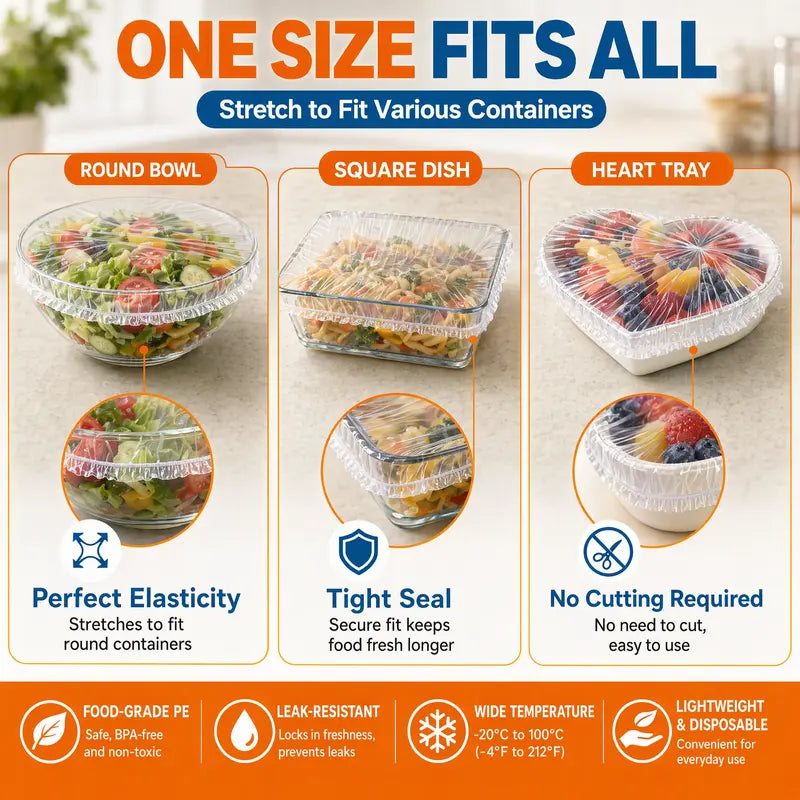 🔥 LAST DAY—BUY 3 GET 2 FREE JUST $6.998 PER 100 PCS 🔥 Reusable Elastic Food Covers