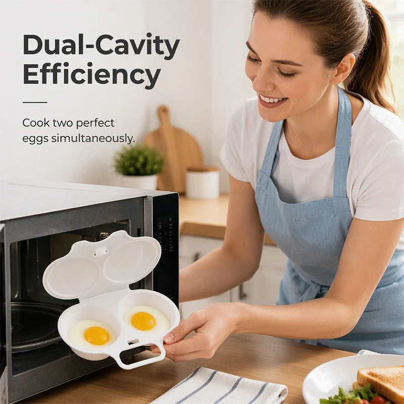 🔥 LAST DAY—BUY 3 GET 5 FREE JUST $3.99 EACH 🔥Microwave Egg Poacher – Cook 2 Eggs Fast, No Frying, Less Mess & Easy Cleanup 🥚✨