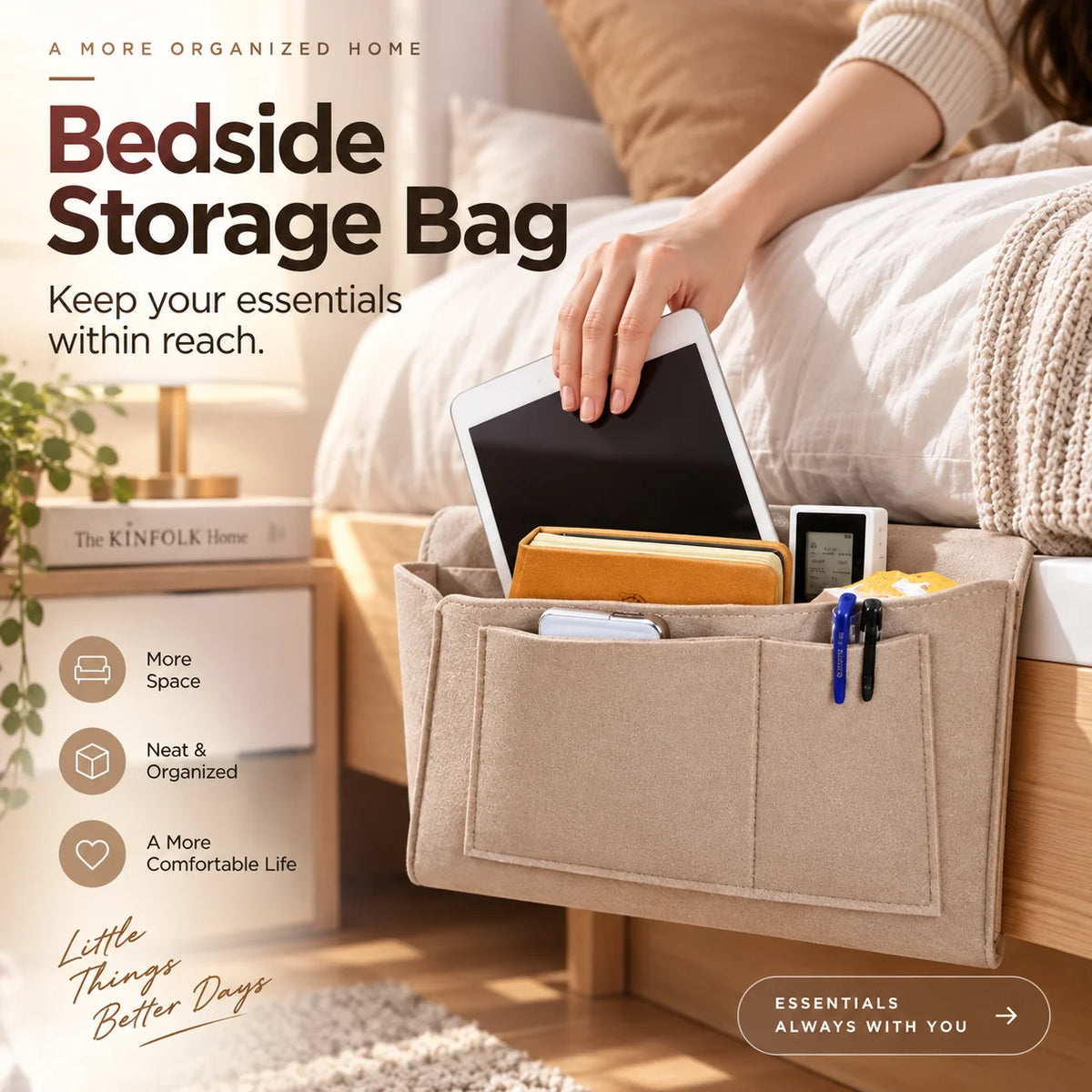 🔥Last Day Sale🔥 Buy 2 Get 1 Free $12.99 Each Bedside Storage Caddy