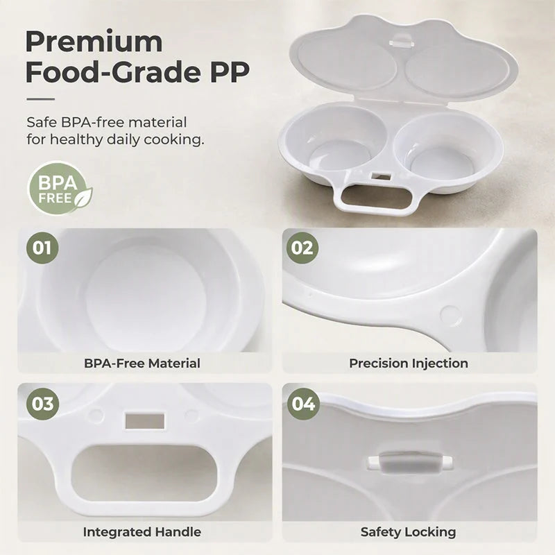 🔥 LAST DAY—BUY 3 GET 5 FREE JUST $3.99 EACH 🔥Microwave Egg Poacher – Cook 2 Eggs Fast, No Frying, Less Mess & Easy Cleanup 🥚✨