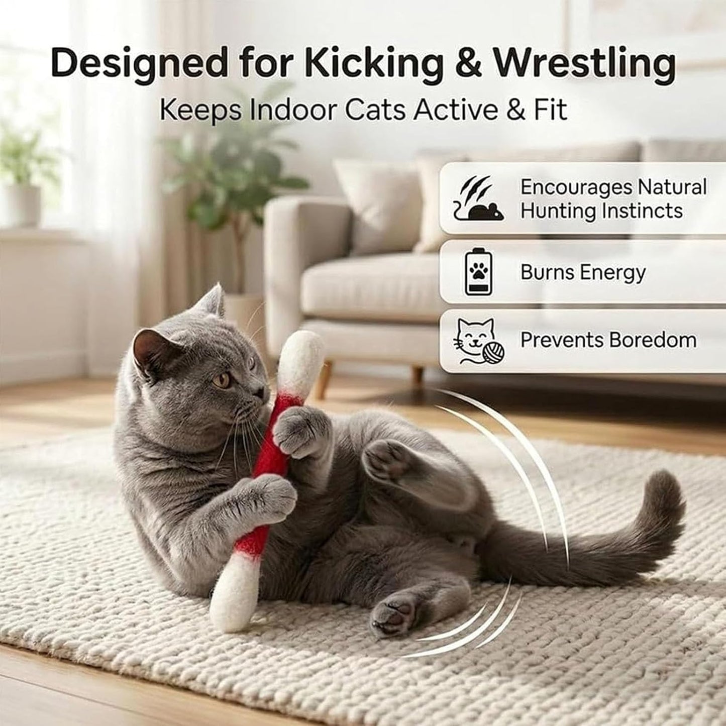 LAST DAY BUY 1 = 6 Pcs🎁 Cotton Swabs Cat Toys with Catnip🐱✨