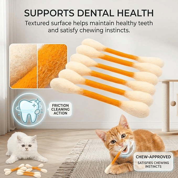 LAST DAY BUY 1 = 6 Pcs🎁 Cotton Swabs Cat Toys with Catnip🐱✨