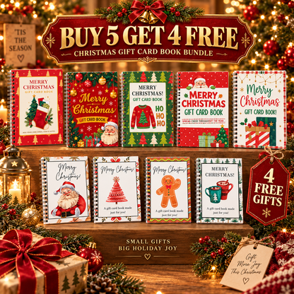 🎄 LAST DAY! Christmas Early Bird Sale — BUY 5 GET 4 FREE | Christmas Gift Card Book 🎁