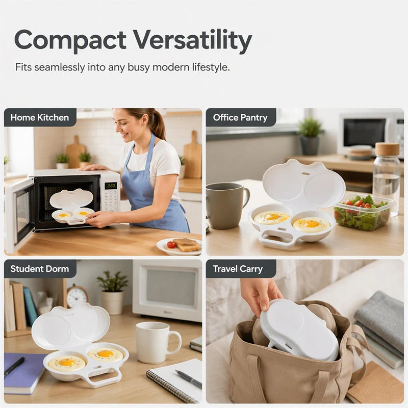 🔥 LAST DAY—BUY 3 GET 5 FREE JUST $3.99 EACH 🔥Microwave Egg Poacher – Cook 2 Eggs Fast, No Frying, Less Mess & Easy Cleanup 🥚✨