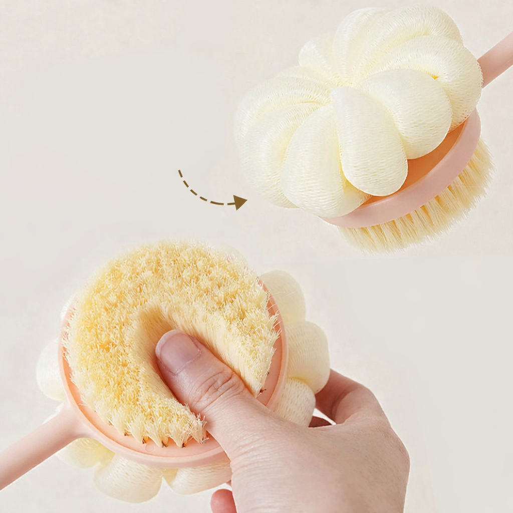 2-in-1 Long Handle Bath Brush & Loofah