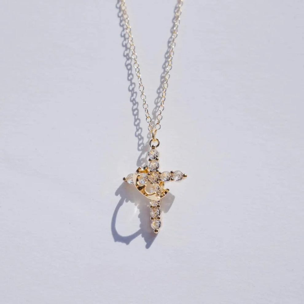 ⏰Cross & Crown Necklace.：Mother’s Day Special Offer🎁