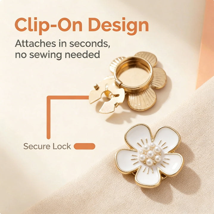 LAST DAY50% OFFSALE!% 🌸Flower Button Covers | No-Sew Shirt Accessories🏵️