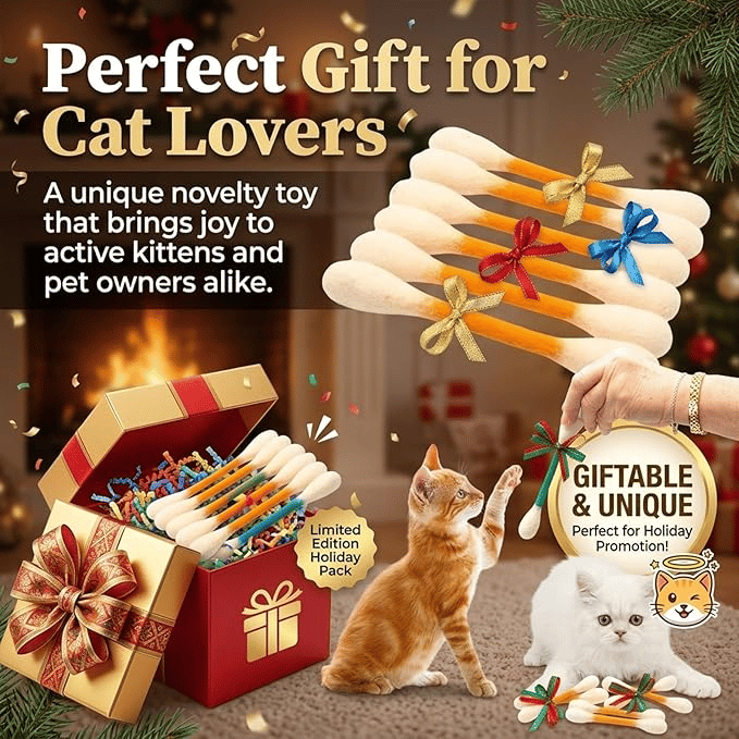 LAST DAY BUY 1 = 6 Pcs🎁 Cotton Swabs Cat Toys with Catnip🐱✨