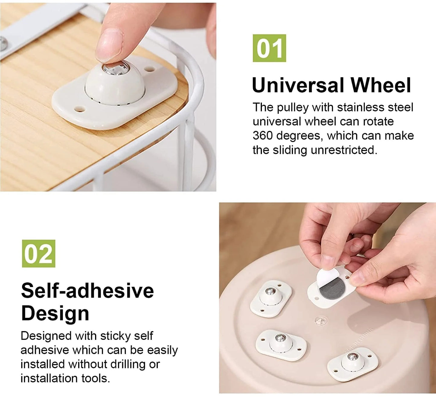 Buy 2 Get 1 Free l Boreless universal wheels🛼✨ Maximum load capacity: 20 pounds "360° Rotation"